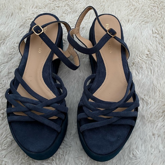 Paloma Barcelo Alya Platform Blue Wedge Sandals Size 10 (40) - Picture 2 of 5